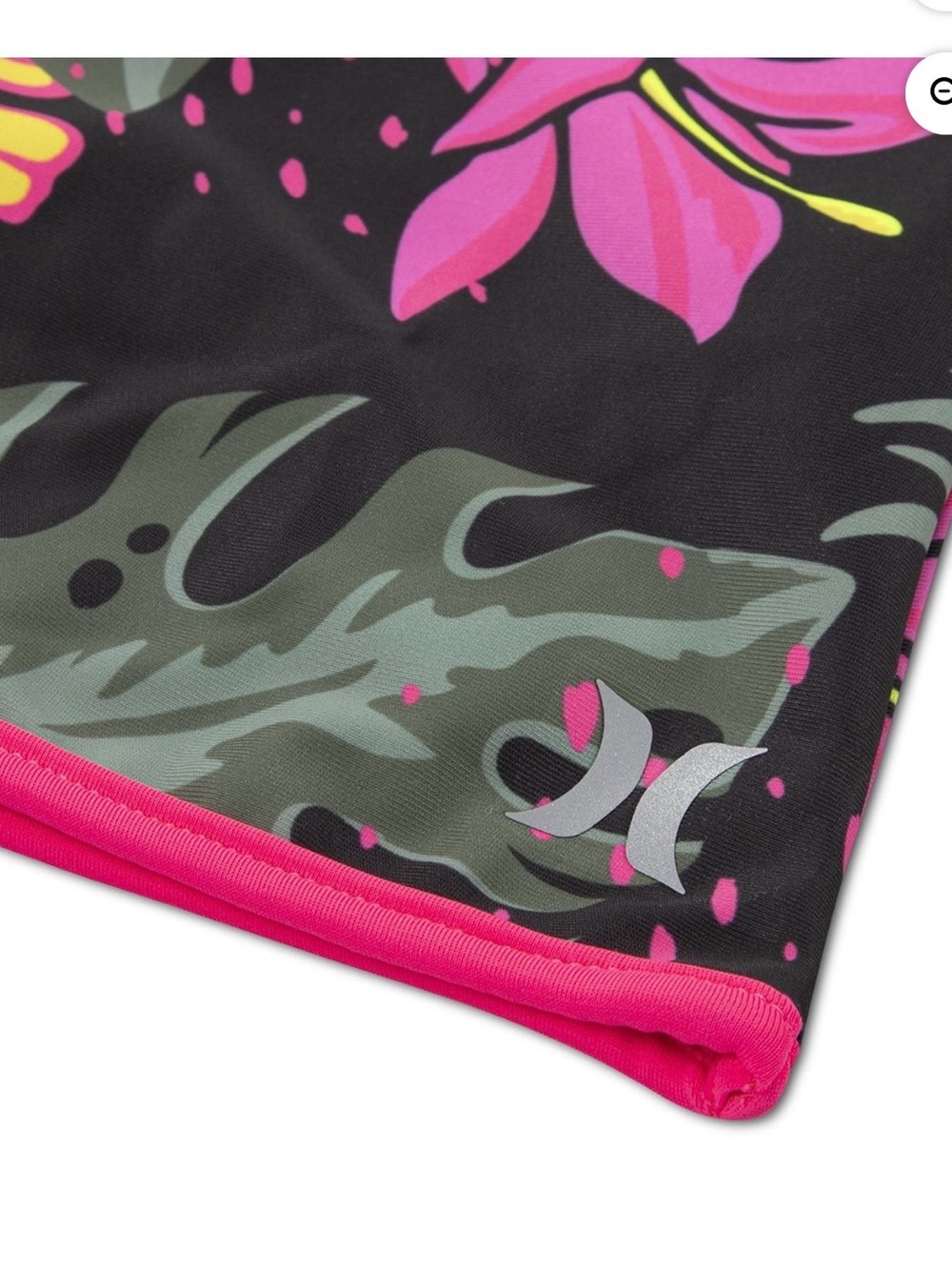 Hurley Girls Black Tropical Floral Tankini with Neon Pink Trim - Picture 7 of 8